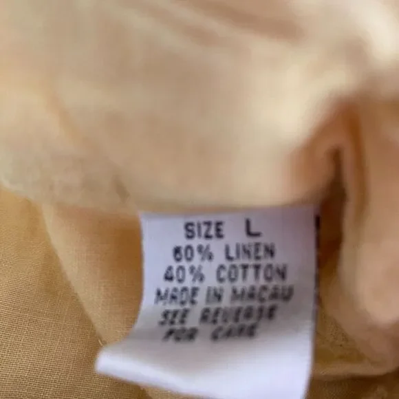 Anchor Blue Shirt Top Womens Large Yellow Sleeveless Linen Classic Button-Up - Picture 3 of 7